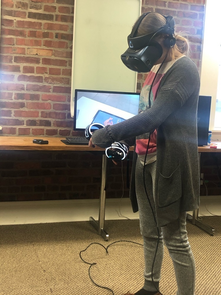 student engaged with virtual reality 